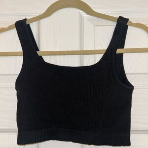 Black Ribbed Crop Top